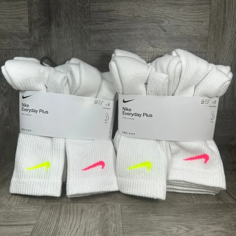 Nike Everyday Plus Kids M Crew Socks 2 Packs of 6 NEW SX6897-968
